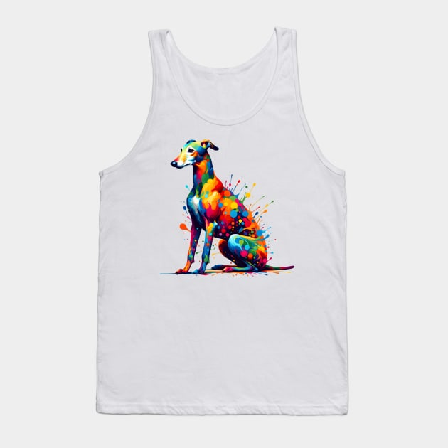 Colorful Abstract Art Greyhound in Splash Paint Style Tank Top by ArtRUs